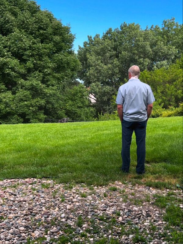 Man Standing With His Back To Camera Facing Trees